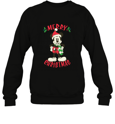 Disney Vintage Mickey Mouse Merry Christmas Crewneck Sweatshirt Crewneck Sweatshirt / Black / S Crewneck Sweatshirt - HorseTee