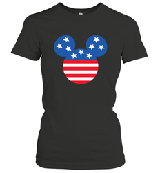 Disney Mickey Mouse Head America Flag Women's T-Shirt