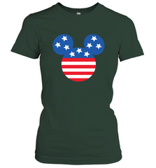 Disney Mickey Mouse Head America Flag Women's T-Shirt Women's T-Shirt - HorseTee