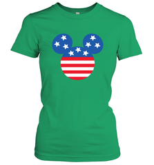 Disney Mickey Mouse Head America Flag Women's T-Shirt Women's T-Shirt - HorseTee