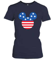Disney Mickey Mouse Head America Flag Women's T-Shirt