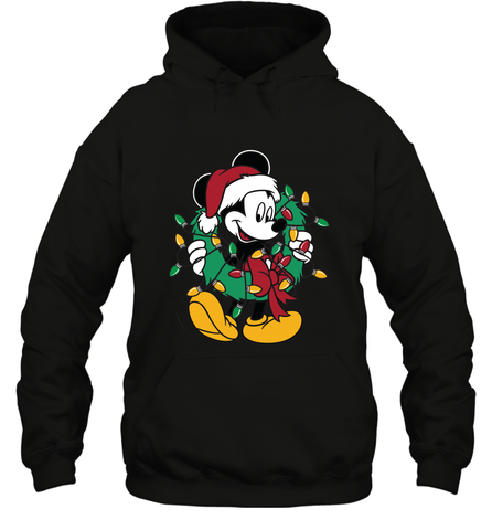 Disney Mickey Mouse Christmas Lights Hooded Sweatshirt Hooded Sweatshirt / Black / S Hooded Sweatshirt - HorseTee