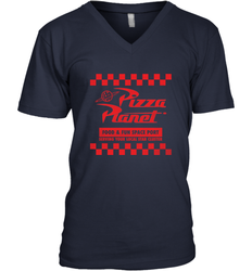 Disney Pixar Toy Story Pizza Planet Checkered Logo Men's V-Neck T-Shirt