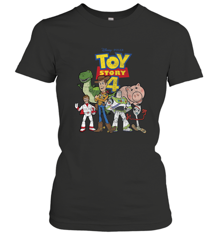 Disney Pixar Toy Story 4 Main Cast Movie Logo Poster Women's T-Shirt Women's T-Shirt / Black / S Women's T-Shirt - HorseTee