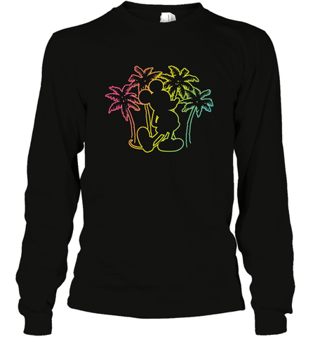 Disney Mickey Mouse Silhouette Palm Trees Long Sleeve T-Shirt Long Sleeve T-Shirt / Black / S Long Sleeve T-Shirt - HorseTee