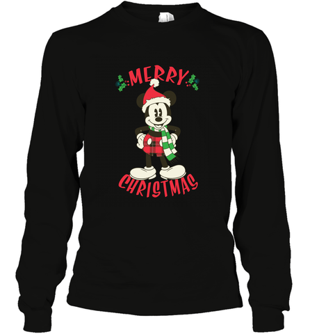 Disney Vintage Mickey Mouse Merry Christmas Long Sleeve T-Shirt Long Sleeve T-Shirt / Black / S Long Sleeve T-Shirt - HorseTee