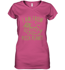 Disney Pixar Toy Story Neon Green Alien Pizza Planet I Am From Pizza Planet Women's V-Neck T-Shirt Women's V-Neck T-Shirt - HorseTee