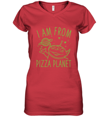Disney Pixar Toy Story Neon Green Alien Pizza Planet I Am From Pizza Planet Women's V-Neck T-Shirt Women's V-Neck T-Shirt - HorseTee
