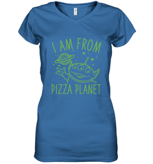 Disney Pixar Toy Story Neon Green Alien Pizza Planet I Am From Pizza Planet Women's V-Neck T-Shirt Women's V-Neck T-Shirt - HorseTee
