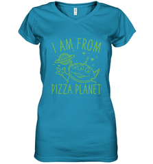 Disney Pixar Toy Story Neon Green Alien Pizza Planet I Am From Pizza Planet Women's V-Neck T-Shirt Women's V-Neck T-Shirt - HorseTee