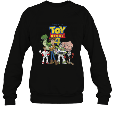 Disney Pixar Toy Story 4 Main Cast Movie Logo Poster Crewneck Sweatshirt Crewneck Sweatshirt / Black / S Crewneck Sweatshirt - HorseTee