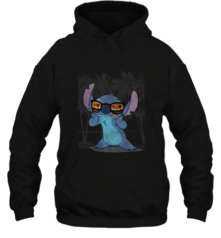 Disney Lilo and Stitch Hawaii Beach Hooded Sweatshirt Hooded Sweatshirt / Black / S Hooded Sweatshirt - HorseTee