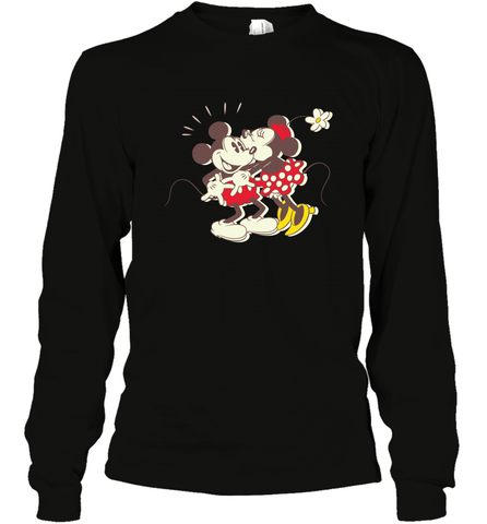 Disney Vintage Mickey Minnie Mouse Kiss  Funny Mickey Mouse Long Sleeve T-Shirt Long Sleeve T-Shirt / Black / S Long Sleeve T-Shirt - HorseTee