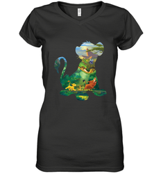 Disney Lion King Simba Silhouette Graphic Women's V-Neck T-Shirt