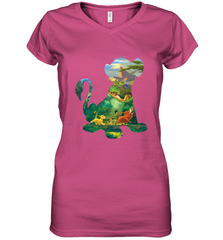 Disney Lion King Simba Silhouette Graphic Women's V-Neck T-Shirt Women's V-Neck T-Shirt - HorseTee