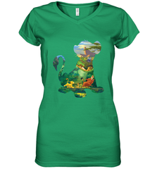 Disney Lion King Simba Silhouette Graphic Women's V-Neck T-Shirt Women's V-Neck T-Shirt - HorseTee