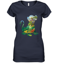 Disney Lion King Simba Silhouette Graphic Women's V-Neck T-Shirt Women's V-Neck T-Shirt - HorseTee