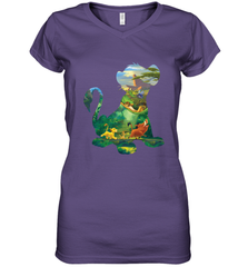 Disney Lion King Simba Silhouette Graphic Women's V-Neck T-Shirt Women's V-Neck T-Shirt - HorseTee