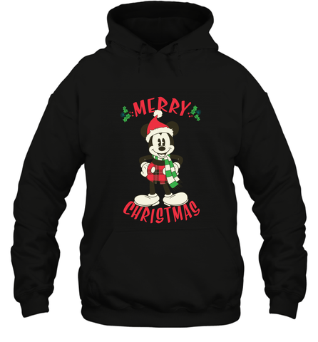 Disney Vintage Mickey Mouse Merry Christmas Hooded Sweatshirt Hooded Sweatshirt / Black / S Hooded Sweatshirt - HorseTee