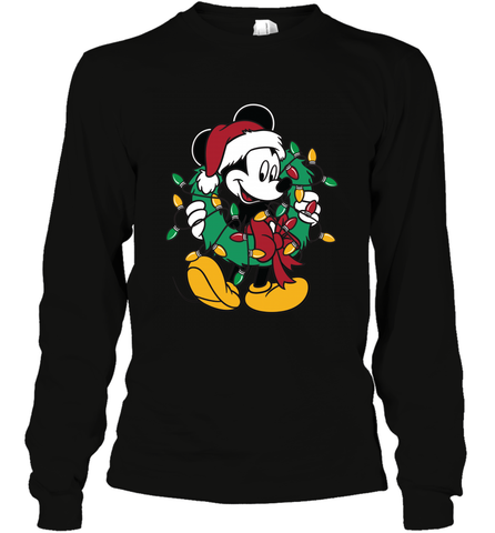 Disney Mickey Mouse Christmas Lights Long Sleeve T-Shirt Long Sleeve T-Shirt / Black / S Long Sleeve T-Shirt - HorseTee