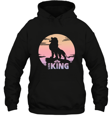 Disney Lion King Simba Crown Logo Gradient Sunset Silhouette Hooded Sweatshirt Hooded Sweatshirt / Black / S Hooded Sweatshirt - HorseTee