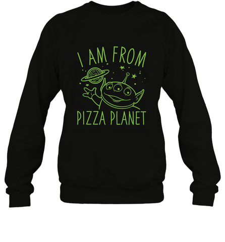 Disney Pixar Toy Story Neon Green Alien Pizza Planet I Am From Pizza Planet Crewneck Sweatshirt Crewneck Sweatshirt / Black / S Crewneck Sweatshirt - HorseTee