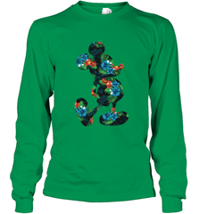 Disney Mickey Mouse Floral Silhouette Long Sleeve T-Shirt Long Sleeve T-Shirt - HorseTee