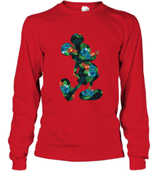 Disney Mickey Mouse Floral Silhouette Long Sleeve T-Shirt Long Sleeve T-Shirt - HorseTee