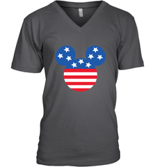 Disney Mickey Mouse Head America Flag Men's V-Neck T-Shirt Men's V-Neck T-Shirt - HorseTee