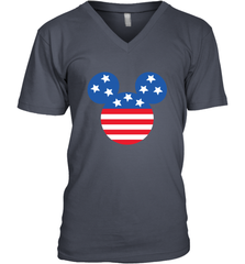 Disney Mickey Mouse Head America Flag Men's V-Neck T-Shirt Men's V-Neck T-Shirt - HorseTee