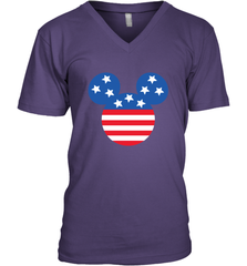 Disney Mickey Mouse Head America Flag Men's V-Neck T-Shirt Men's V-Neck T-Shirt - HorseTee