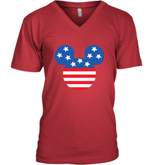 Disney Mickey Mouse Head America Flag Men's V-Neck T-Shirt Men's V-Neck T-Shirt - HorseTee