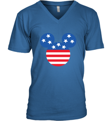 Disney Mickey Mouse Head America Flag Men's V-Neck T-Shirt Men's V-Neck T-Shirt - HorseTee