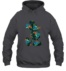 Disney Mickey Mouse Floral Silhouette Hooded Sweatshirt Hooded Sweatshirt - HorseTee