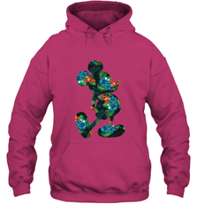 Disney Mickey Mouse Floral Silhouette Hooded Sweatshirt Hooded Sweatshirt - HorseTee