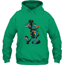 Disney Mickey Mouse Floral Silhouette Hooded Sweatshirt Hooded Sweatshirt - HorseTee