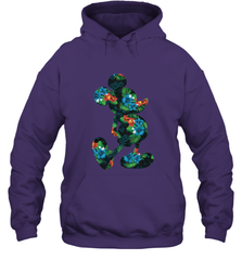 Disney Mickey Mouse Floral Silhouette Hooded Sweatshirt Hooded Sweatshirt - HorseTee