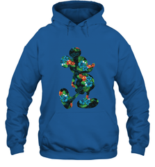 Disney Mickey Mouse Floral Silhouette Hooded Sweatshirt Hooded Sweatshirt - HorseTee