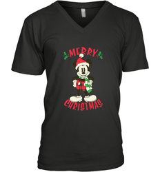 Disney Vintage Mickey Mouse Merry Christmas Men's V-Neck T-Shirt