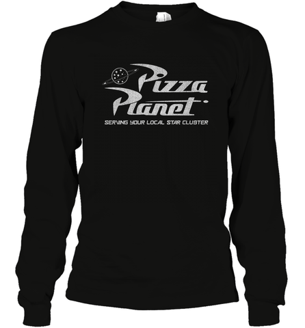 Disney Pixar Toy Story Pizza Planet Distressed Logo Long Sleeve T-Shirt Long Sleeve T-Shirt / Black / S Long Sleeve T-Shirt - HorseTee