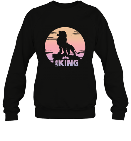 Disney Lion King Simba Crown Logo Gradient Sunset Silhouette Crewneck Sweatshirt Crewneck Sweatshirt / Black / S Crewneck Sweatshirt - HorseTee