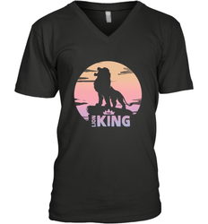 Disney Lion King Simba Crown Logo Gradient Sunset Silhouette Men's V-Neck T-Shirt