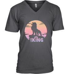 Disney Lion King Simba Crown Logo Gradient Sunset Silhouette Men's V-Neck T-Shirt Men's V-Neck T-Shirt - HorseTee