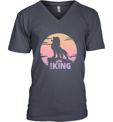 Disney Lion King Simba Crown Logo Gradient Sunset Silhouette Men's V-Neck T-Shirt Men's V-Neck T-Shirt - HorseTee