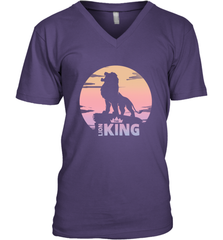 Disney Lion King Simba Crown Logo Gradient Sunset Silhouette Men's V-Neck T-Shirt Men's V-Neck T-Shirt - HorseTee