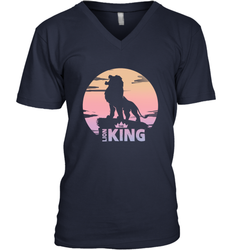 Disney Lion King Simba Crown Logo Gradient Sunset Silhouette Men's V-Neck T-Shirt