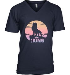 Disney Lion King Simba Crown Logo Gradient Sunset Silhouette Men's V-Neck T-Shirt Men's V-Neck T-Shirt - HorseTee
