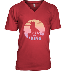 Disney Lion King Simba Crown Logo Gradient Sunset Silhouette Men's V-Neck T-Shirt Men's V-Neck T-Shirt - HorseTee