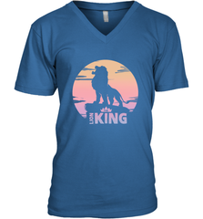 Disney Lion King Simba Crown Logo Gradient Sunset Silhouette Men's V-Neck T-Shirt Men's V-Neck T-Shirt - HorseTee