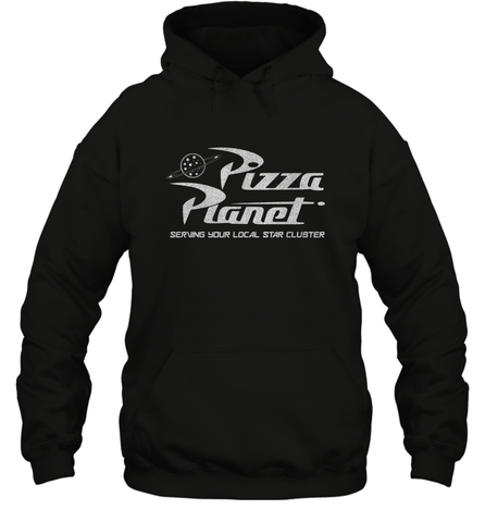 Disney Pixar Toy Story Pizza Planet Distressed Logo Hooded Sweatshirt Hooded Sweatshirt / Black / S Hooded Sweatshirt - HorseTee